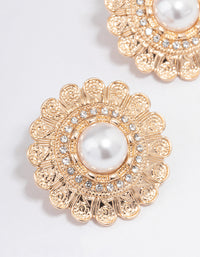 Gold Cardigan Button Stud Earrings - link has visual effect only