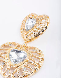 Gold Crystal Textured Heart Earrings - link has visual effect only