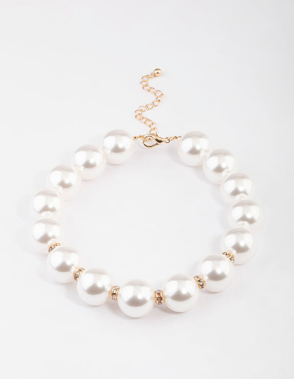 Gold Oversized Pearl Ball Necklace