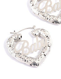 Rhodium Baby Statement Hoop Earrings - link has visual effect only