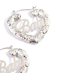 Rhodium Baby Statement Hoop Earrings - link has visual effect only