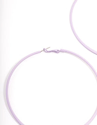 Purple Coated Felt Edge Hoop Earrings 9cm - link has visual effect only