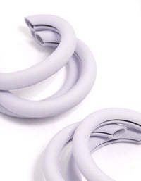 Lilac Coated Triangular Hoop Earrings - link has visual effect only