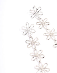 Rhodium Flower Drop Earrings - link has visual effect only