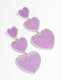 Rhodium Pink Heart Statement Earrings - link has visual effect only