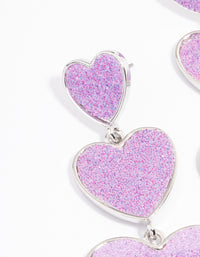 Rhodium Pink Heart Statement Earrings - link has visual effect only