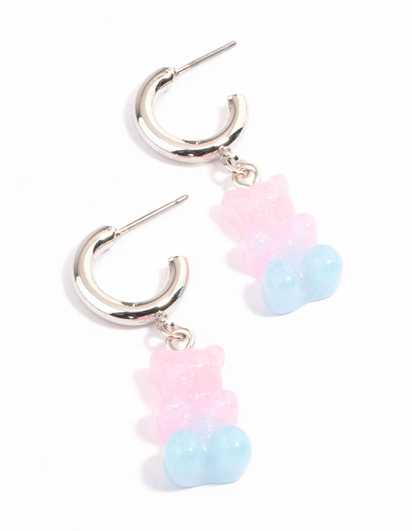 Silver Ombre Gummy Huggie Earrings