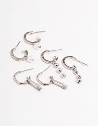 Silver Safety Pin Stacker Earrings - link has visual effect only