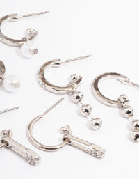 Silver Safety Pin Stacker Earrings - link has visual effect only