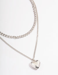 Rhodium Puffy Heart Multi-Necklace - link has visual effect only