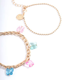 Gold Butterfly Puffy Heart Bracelet - link has visual effect only