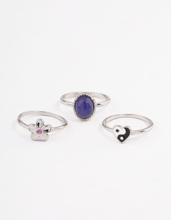 Rhodium Mood Multi Pack Ring