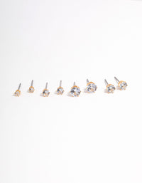 Gold Plated Cubic Zirconia Ascending Earrings 8-Pack - link has visual effect only