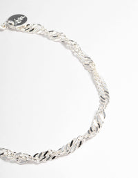 Silver Twist Chain Anklet - link has visual effect only