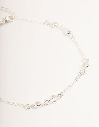 Silver Cubic Zirconia Station Anklet - link has visual effect only