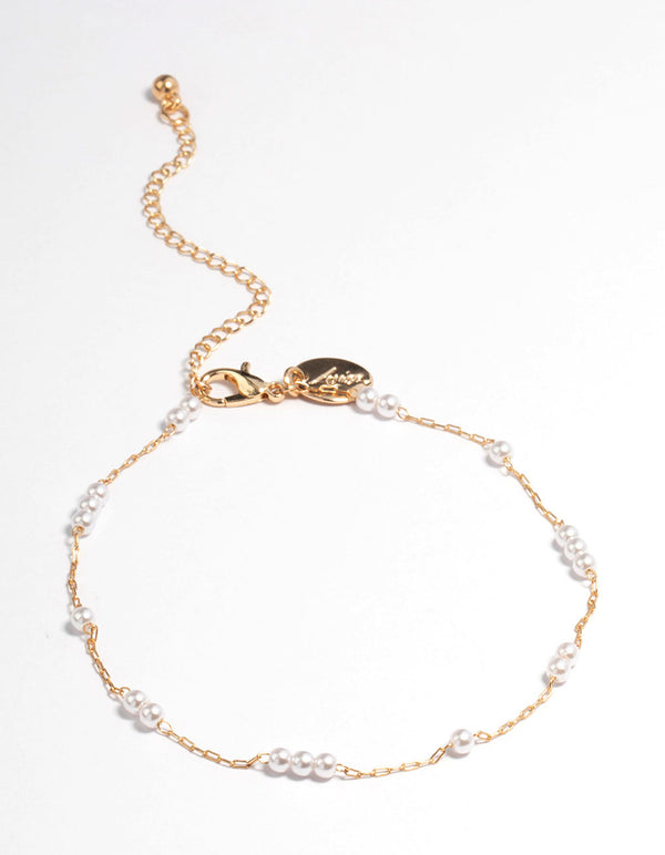 Gold Dainty Pearl Anklet