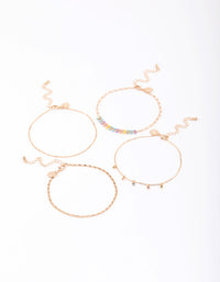 Gold Enamel Fishtail Anklet 4-Pack - link has visual effect only