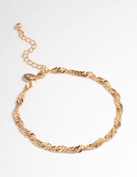 Gold Twist Chain Anklet - link has visual effect only