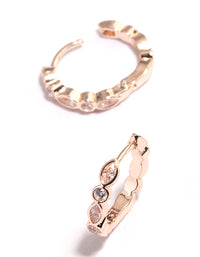 Rose Gold Diamante Row Huggie Earrings - link has visual effect only