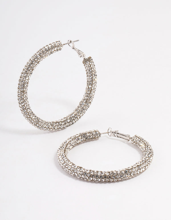 Silver Crust Hoop Earrings