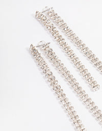 Silver Front & Back Diamante Drop Earrings - link has visual effect only