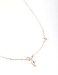 Rose Gold Dainty Butterfly & Diamante Necklace - link has visual effect only