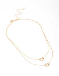 Gold Double Diamante Open Heart Necklace - link has visual effect only