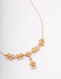 Gold Diamond Simulant Floral Y-Necklace - link has visual effect only