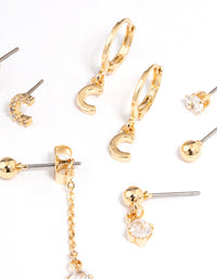 Letter 'C' Gold Plated Initial Ear Stackers - link has visual effect only