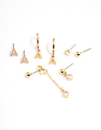 Letter 'A' Gold Plated Initial Ear Stackers - link has visual effect only