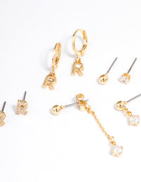 Letter 'R' Gold Plated Initial Ear Stackers - link has visual effect only