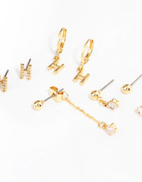 Letter 'H' Gold Plated Initial Ear Stackers - link has visual effect only