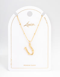 Letter 'U' Gold Plated Bamboo Initial Necklace - link has visual effect only