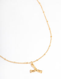 Letter 'Y' Gold Plated Bamboo Initial Necklace - link has visual effect only