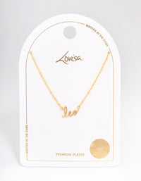 Gold Plated Leo Script Pendant Necklace - link has visual effect only