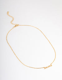 Gold Plated Taurus Script Pendant Necklace - link has visual effect only