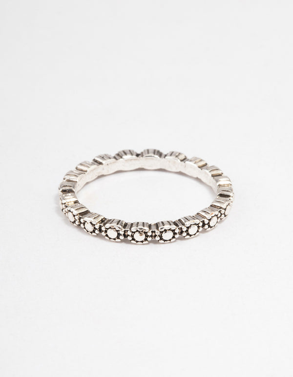 Antique Silver Tiny Flower Ring