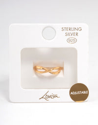 Gold Plated Sterling Silver Cross Over Ring - link has visual effect only