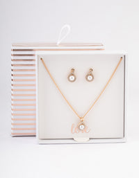 Gold Diamante Pearl Swirl Jewellery Set - link has visual effect only