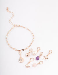 Rose Gold Semi Precious Diamante Charm Bracelet - link has visual effect only