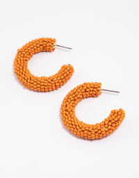 Gold Seed Beaded Hoop Earrings - link has visual effect only