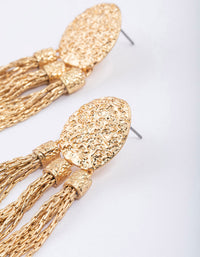 Gold Textured Tassel Drop Earrings - link has visual effect only