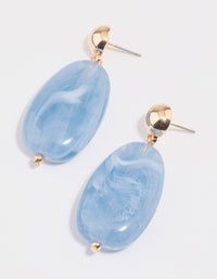 Gold Oval Stone Drop Earrings - link has visual effect only