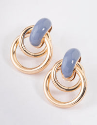 Gold Double Ring Enamel Earrings - link has visual effect only