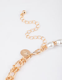 Gold Pearl Chain Shell Necklace - link has visual effect only