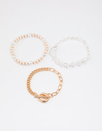 Gold Toggle Pearl Bracelet Pack - link has visual effect only