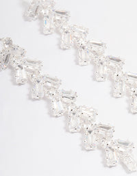 Silver Plated Cubic Zirconia Baguette Vine Drop Earrings - link has visual effect only