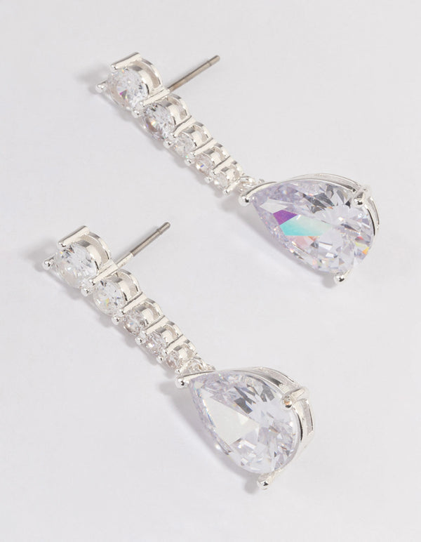 Silver Plated Cubic Zirconia Gradual Drop Earrings