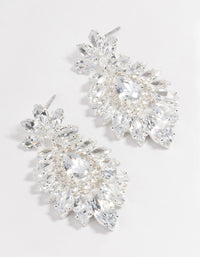 Silver Plated Cubic Zirconia Marquise Statement Drop Earrings - link has visual effect only