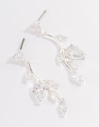 Silver Plated Cubic Zirconia Fern Drop Earrings - link has visual effect only